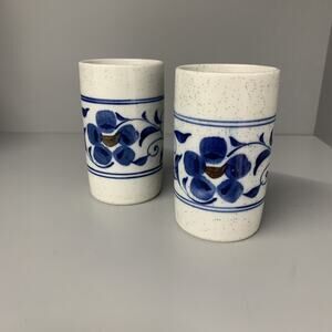 Vintage Otagiri Hand Painted Speckled Stoneware Tea Sake Cups set of 2